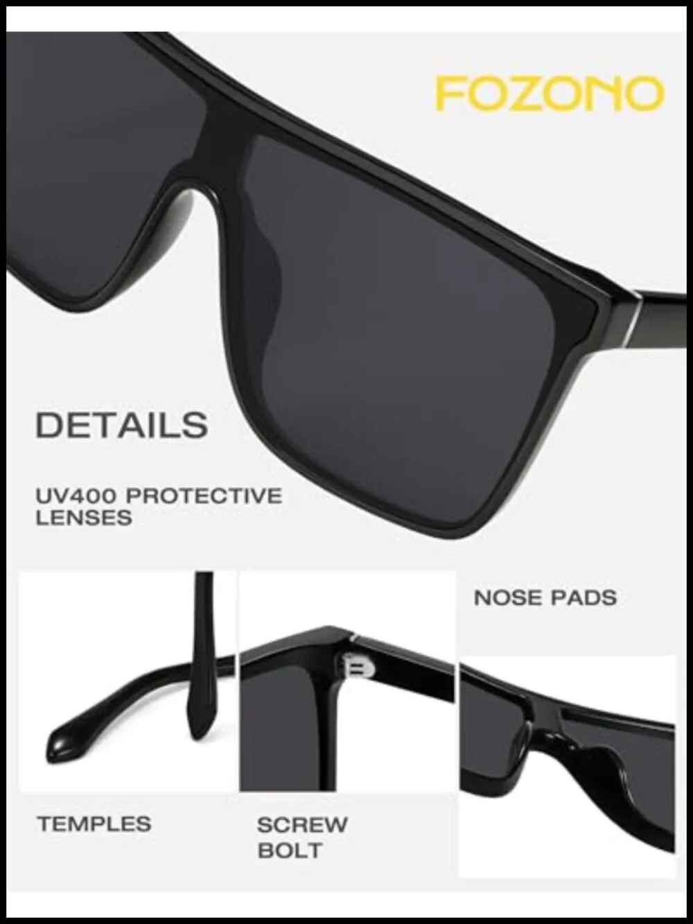 Square Oversized Sunglasses Retro Flat Top Shield UV Protection Once Piece Lens